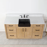 Altair Designs Novago 60" Single Bathroom Vanity Set with Composite Carrara White Stone Countertop and Farmhouse Sink - 550060S-WP-AW-NM - Backyard Provider