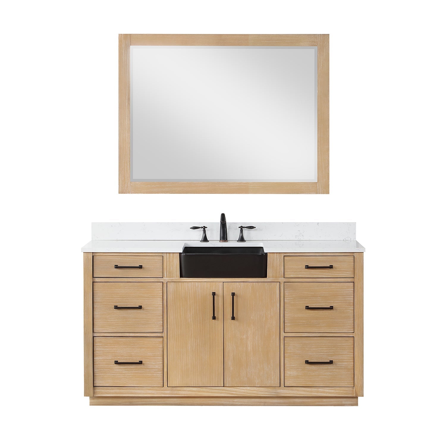 Altair Designs Novago 60" Single Bathroom Vanity Set with Composite Carrara White Stone Countertop and Farmhouse Sink - 550060S-WP-AW-NM - Backyard Provider