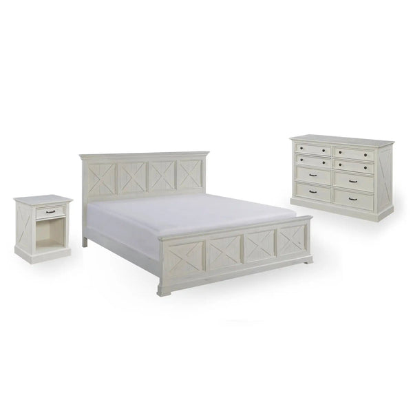 Homestyles Seaside Lodge Off-White King Bed, Nightstand and Chest - 5523-6021