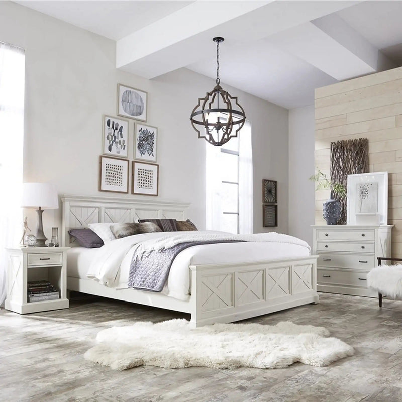 Homestyles Seaside Lodge Off-White King Bed, Nightstand and Chest - 5523-6021