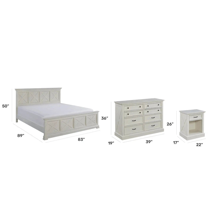 Homestyles Seaside Lodge Off-White King Bed, Nightstand and Chest - 5523-6021