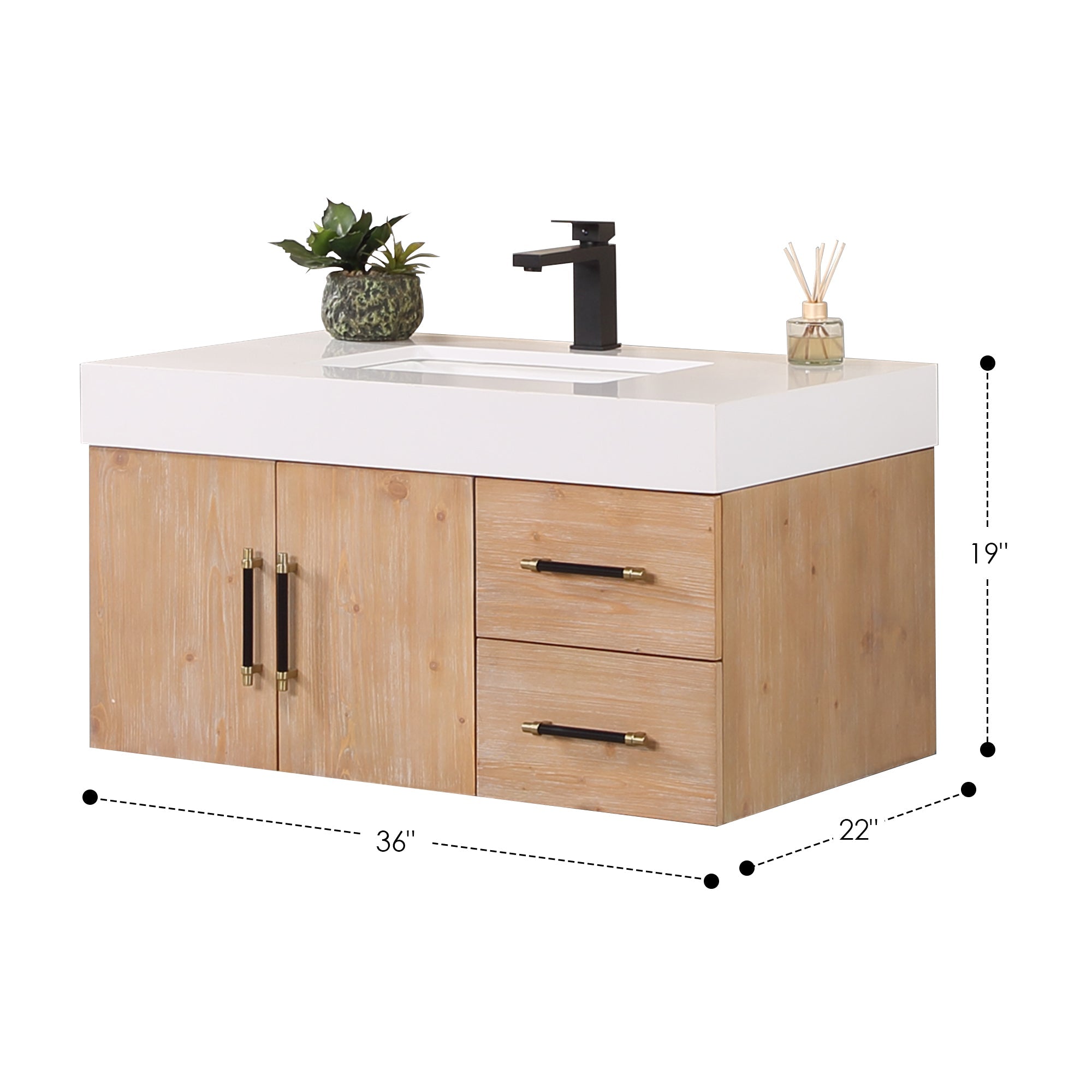 Altair Designs Corchia Wall-mounted Single Bathroom Vanity with White Composite Stone Countertop - 553036-LB-WH - Backyard Provider