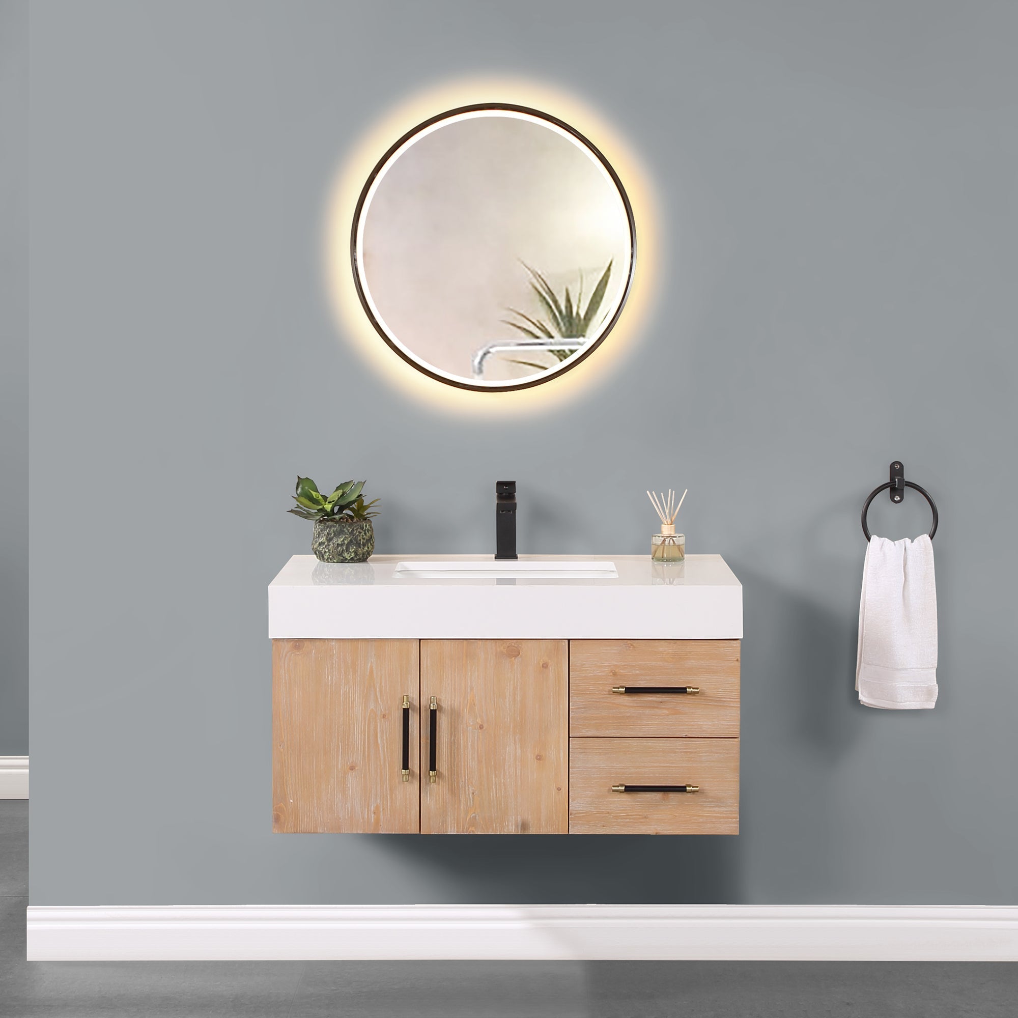 Altair Designs Corchia Wall-mounted Single Bathroom Vanity with White Composite Stone Countertop - 553036-LB-WH - Backyard Provider