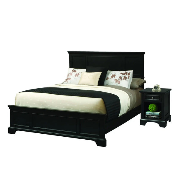 Homestyles Bedford Black Queen Bed and Nightstand - 5531-5013