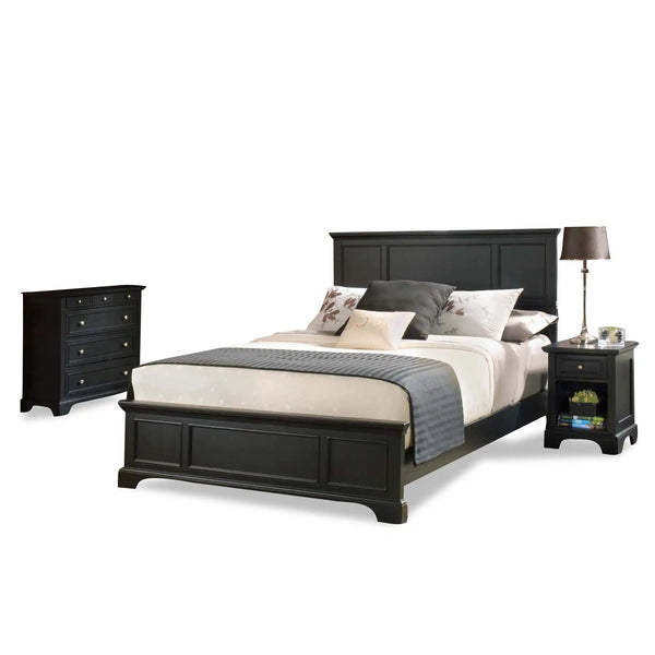 Homestyles Bedford Black Queen Bed, Nightstand and Chest - 5531-5014