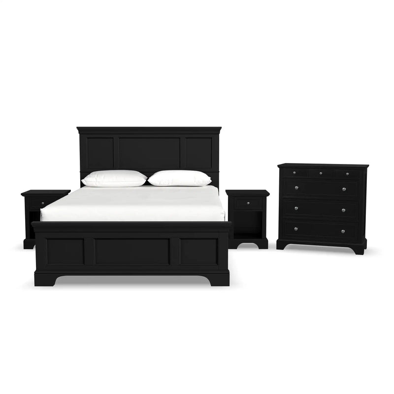 Homestyles Bedford Black Queen Bed, Two Nightstands and Chest - 5531-5016