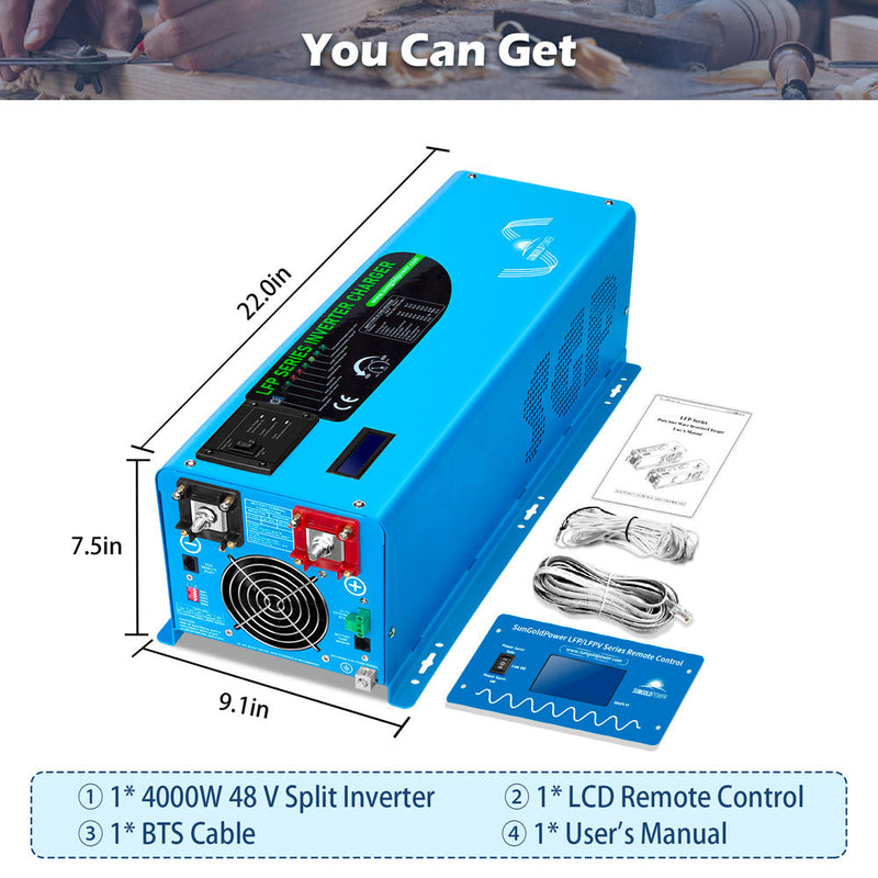 4000W DC 48V Split Phase Pure Sine Wave Inverter With Charger UL1741 Standard