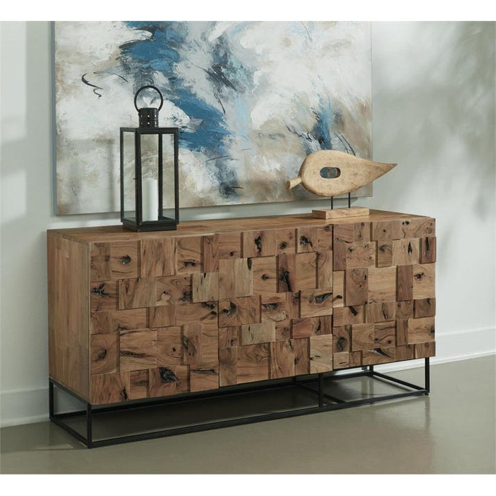 Coast2Coast Home Luca Three Door Credenza Chex Natural / Metal - 77221