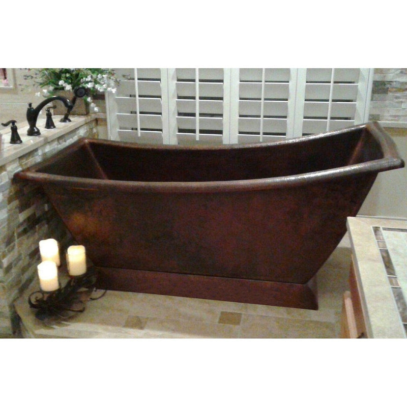 Premier Copper 67 in. Hammered Copper Canoa Single Slipper Bathtub - BTSC67DB