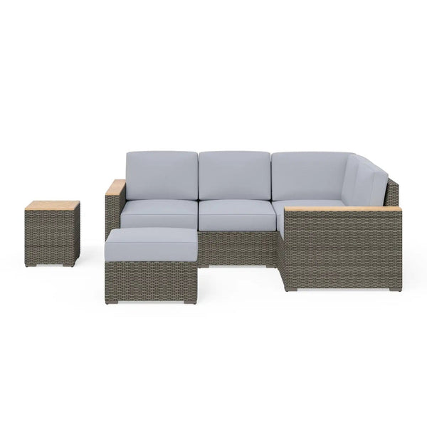 Homestyles Boca Raton Brown Outdoor 4 Seat Sectional, Ottoman and Side Table - 6801-49-T