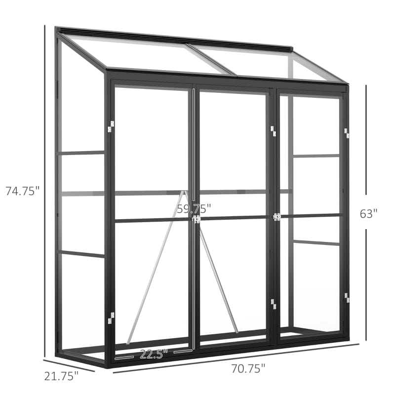 Outsunny 6' x 2' Aluminum Greenhouse, Polystyrene Walk-in Garden Greenhouse - 845-524