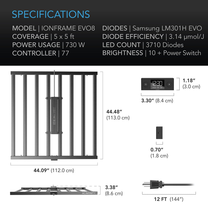 AC Infinity IONFRAME EVO8 | Commercial LED Grow Light 730W AC-IF8K