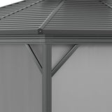 Outsunny Outdoor 2-Tier 10' x 10' Patio Hard Top Aluminum Gazebo w/ Mesh Privacy Sidewalls - 84C-145V02