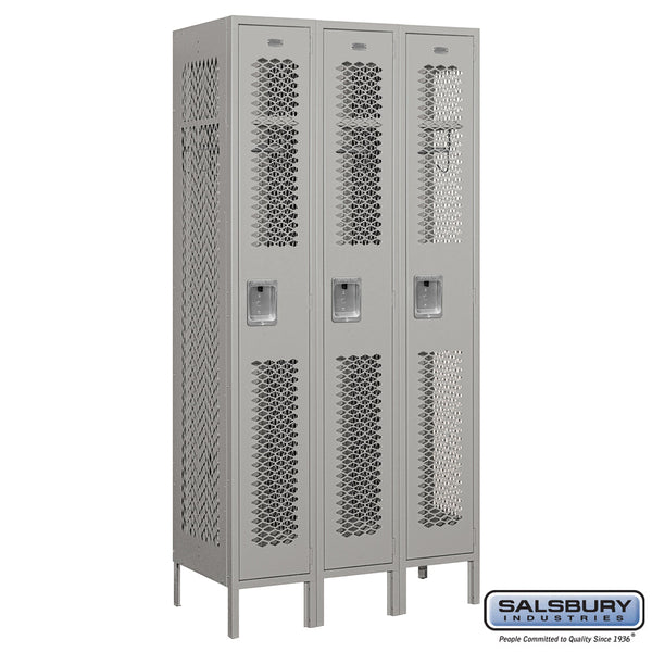 Salsbury 12" Wide Single Tier Vented Metal Locker - 3 Wide - 71362GY-A