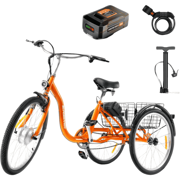 Super Handy GUT162 EcoRide Electric Tricycle Bike 24" Wheel 250W 12.5 Mile Range 9.3 MPH New