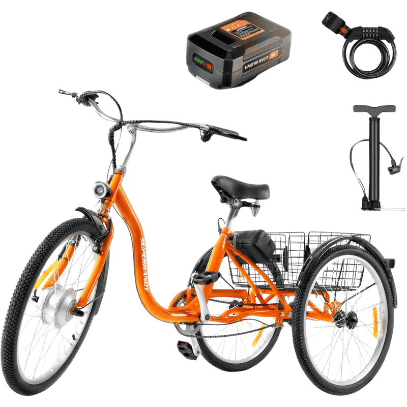 Super Handy GUT162 EcoRide Electric Tricycle Bike 24" Wheel 250W 12.5 Mile Range 9.3 MPH New