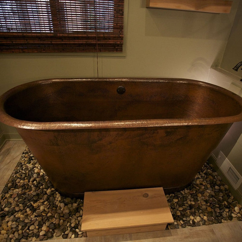 Premier Copper 72 in. Hammered Copper Modern Style Bathtub - BTM72DB