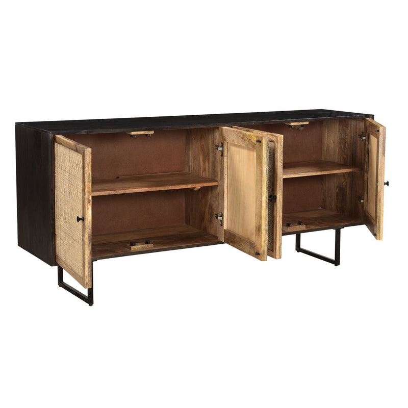 Coast2Coast Home Piper Four Door Credenza Sable Black / Cane - 73330