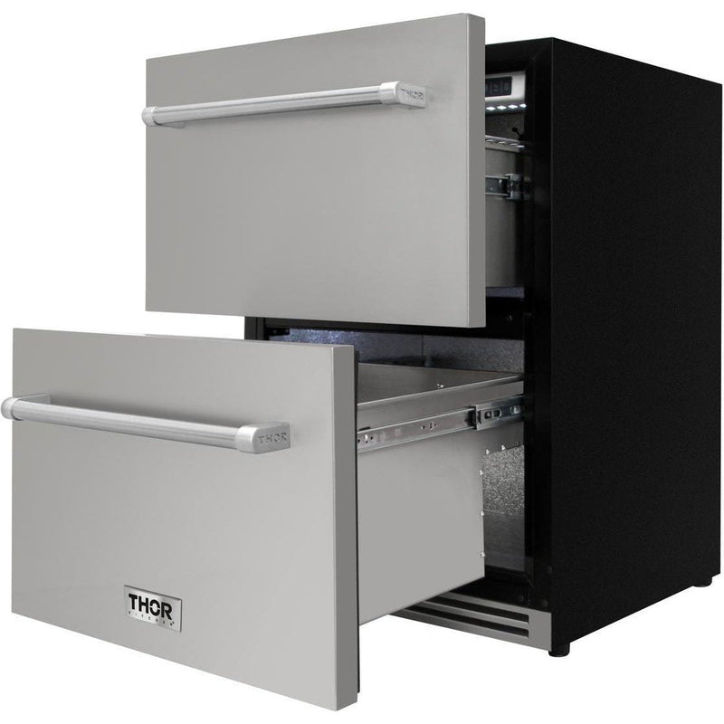 Thor Kitchen 24 in. 5.4 cu. ft. Built-in Double Drawer Refrigerator, TRF2401U