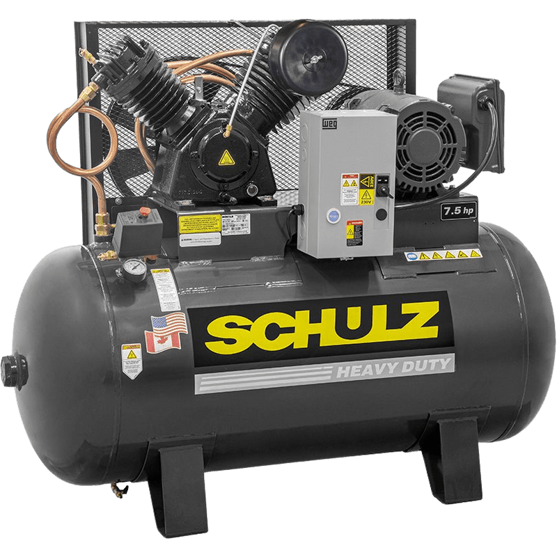 Schulz V-Series Air Compressor 7.5 HP 80 gal. 2-Stage 230V 1-Phase Horizontal New - 7580HV30X-1