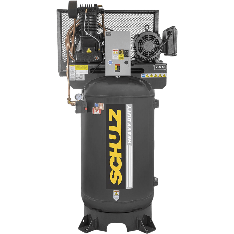 Schulz L-Series Air Compressor 7.5 HP 80 gal. 2-Stage 208-230V 3-Phase Vertical New - 7580VL30X-3