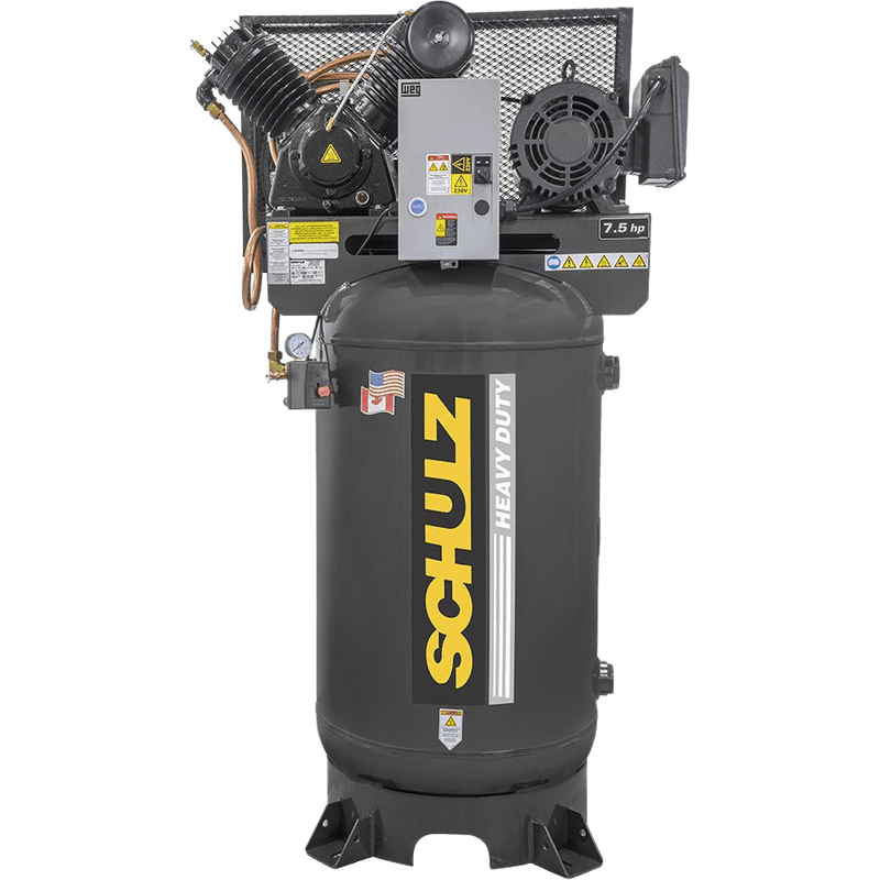 Schulz L-Series Air Compressor 7.5 HP 80 gal. 2-Stage 208-230V 3-Phase Vertical New - 7580VL30X-3