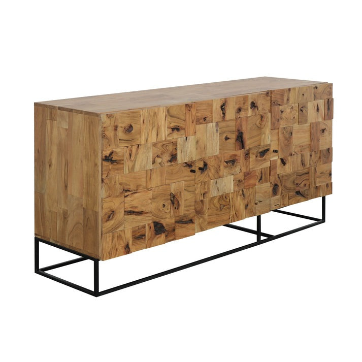 Coast2Coast Home Luca Three Door Credenza Chex Natural / Metal - 77221