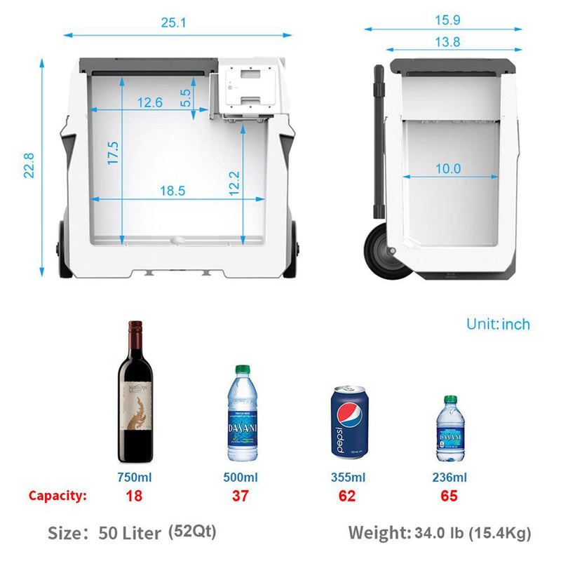 ACOPOWER LionCooler X50A Portable Fridge Freezer Cooler, 52 Quart Capacity - HY-X50A-U