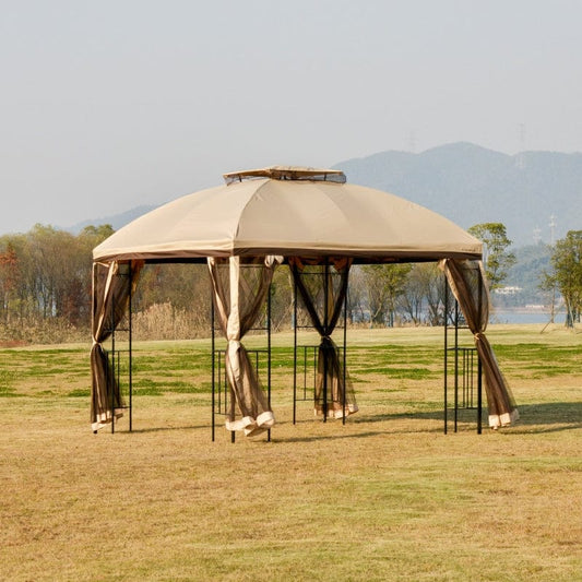 Outsunny 10' x 10' Outdoor Patio Gazebo Canopy with Double Tier Roof - 84C-192