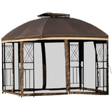 Outsunny 10' x 10' Outdoor Patio Gazebo Canopy with Double Tier Roof - 84C-192BN