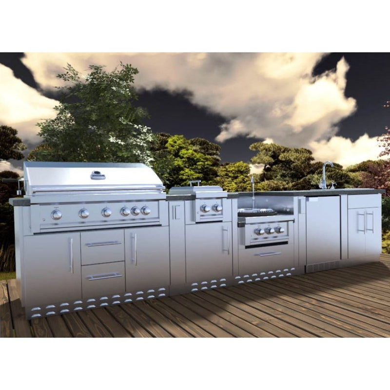 Sunstone Metal Products HILL COUNTRY 13’-6" Expansive Island Package with our Largest Gas Grill, Highest performing Power Burner, Dual Burners and Premium Sink Package SCPHILLCOUNTRY