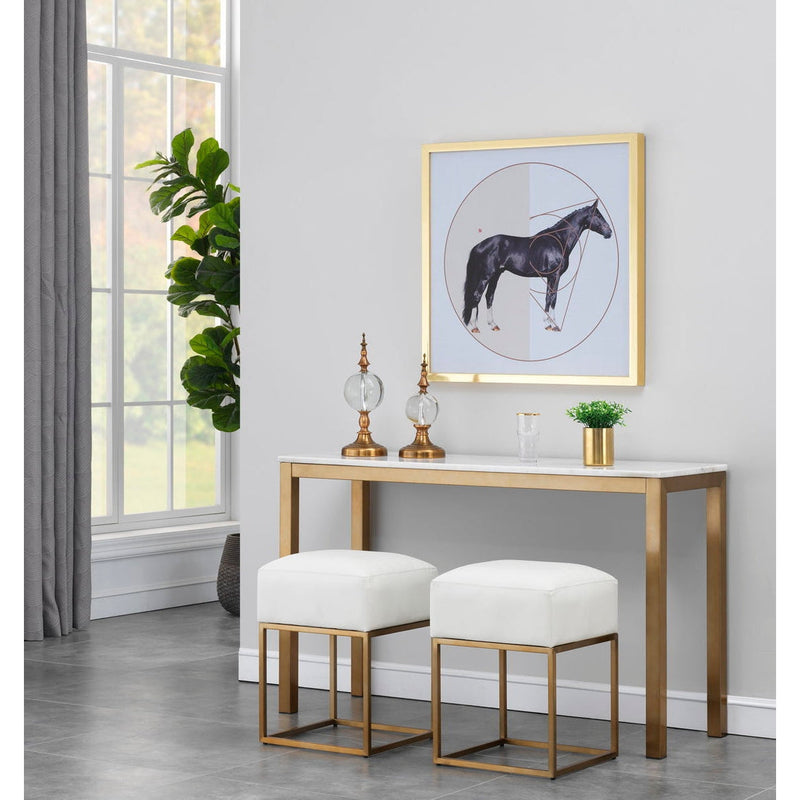 Coast2Coast Home Lesha Marble Top Console Table 2 Cartons Avalon Gold / White Marble - 36582