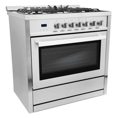 Cosmo 36" Single Oven Gas Range with 5 Burner Cooktop and 3.8 cu. ft. Heavy Duty Cast Iron Grates in Stainless Steel - COS-965AGC