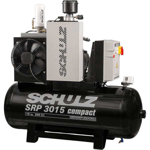 Schulz SRP-3015 Compact II Air Compressor 15 HP 60 gal. 208-230V 3-Phase Horizontal New - 970.3454-0/F