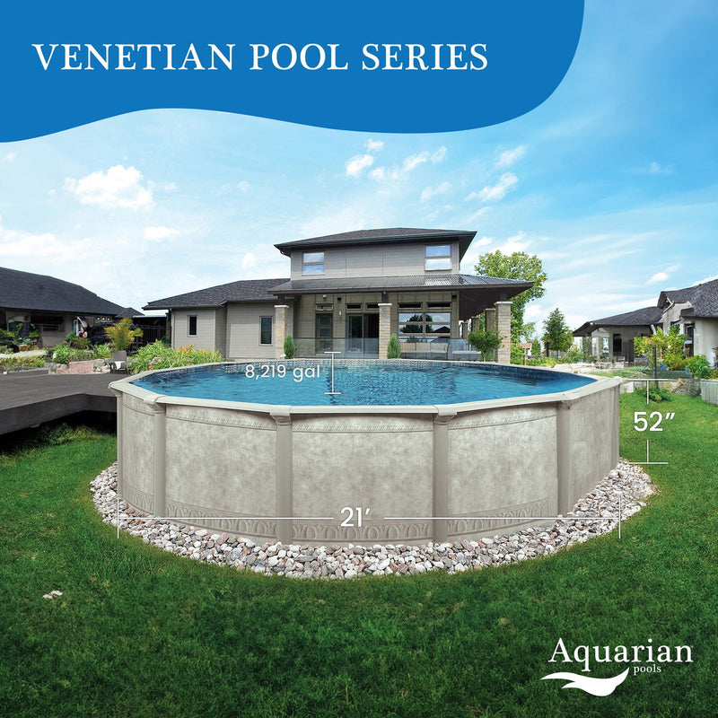 Aquarian Pools Khaki Venetian 21ft x 52in Outdoor Above Ground Swimming Pool - 97434