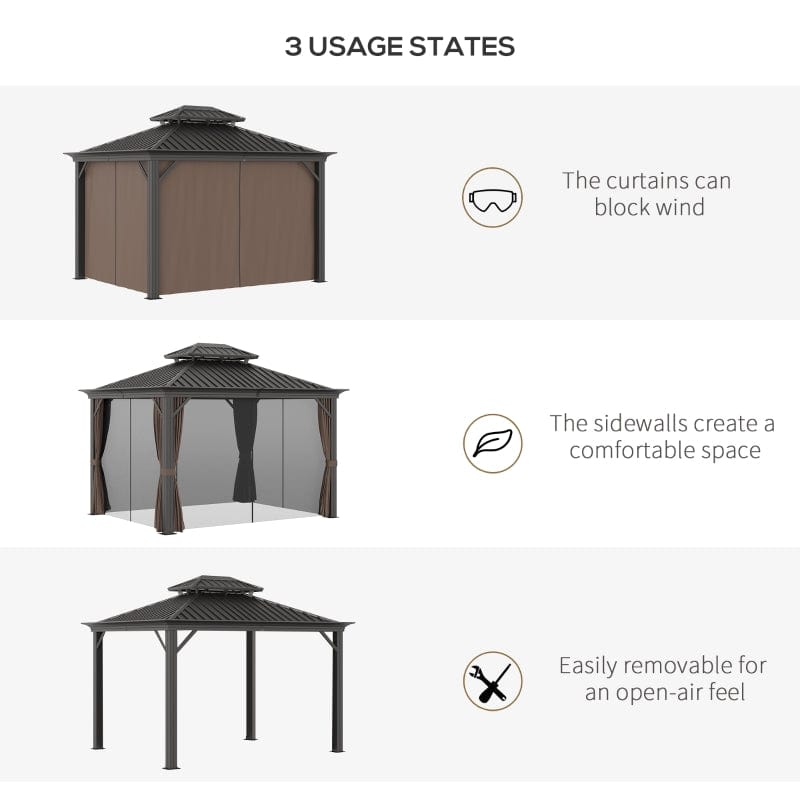 Outsunny 12'x10' Hardtop Gazebo with Aluminum Frame - 84C-204V02BN