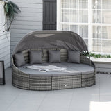 Outsunny Outdoor Round Daybed 4 Pieces Wicker Outdoor Rattan Sofa - 862-048LG