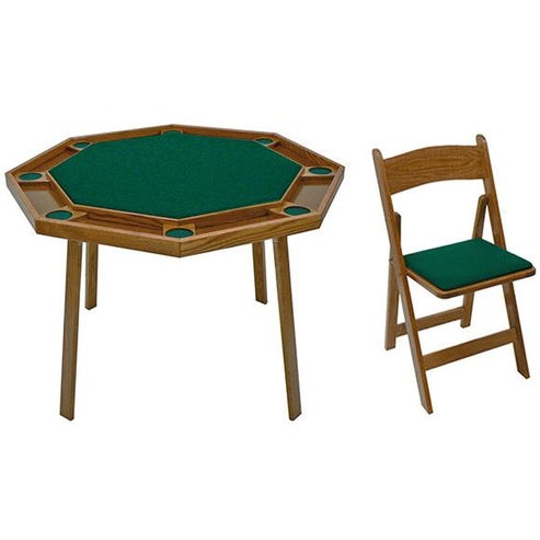 Kestell 48" Oak Octagon Folding Poker Table 8 Person - 9W