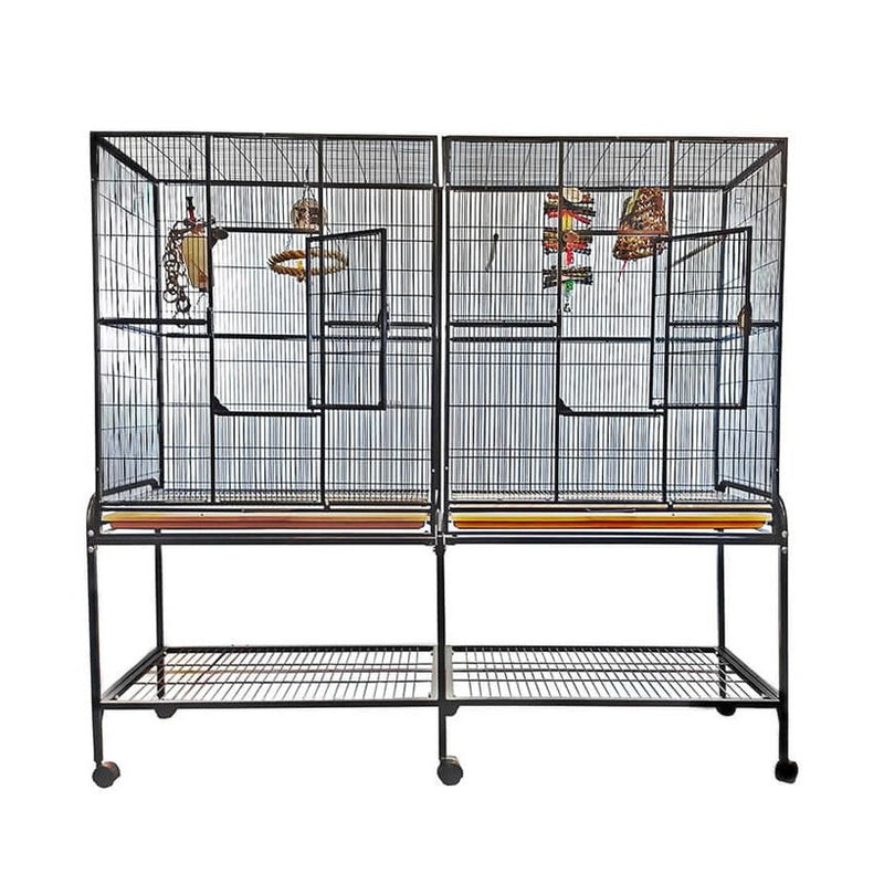 A&E 64"X21" Double Flight Cage With Divider - 6421 Black