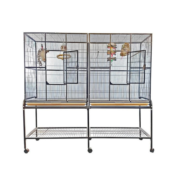 A&E 64"X21" Double Flight Cage With Divider - 6421 Black