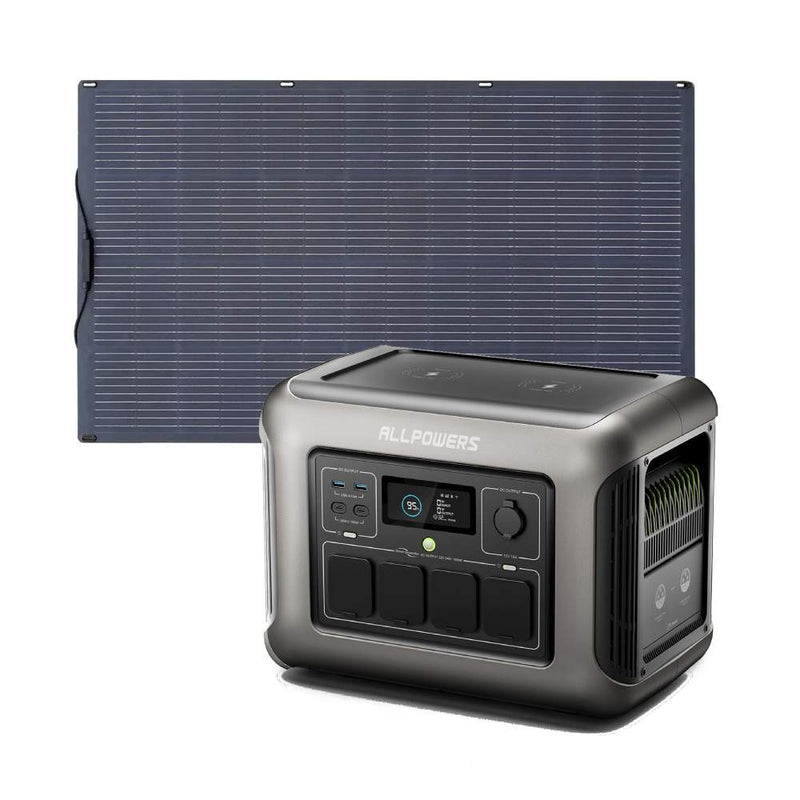 ALLPOWERS Solar Generator Kit 1800W R1500 + SF200 200W Flexible Solar Panel