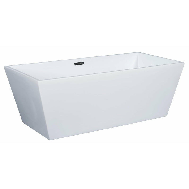 ALFI 67" Rectangular White Freestanding Acrylic Soaking Bathtub AB8832