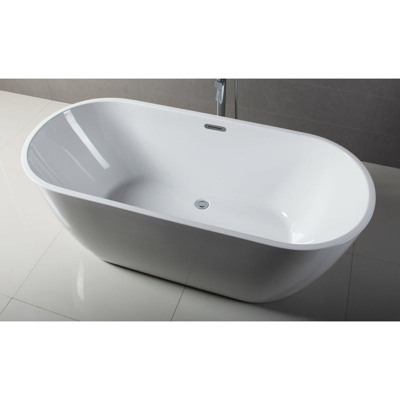 ALFI 67" Oval White Freestanding Acrylic Soaking Bathtub AB8839