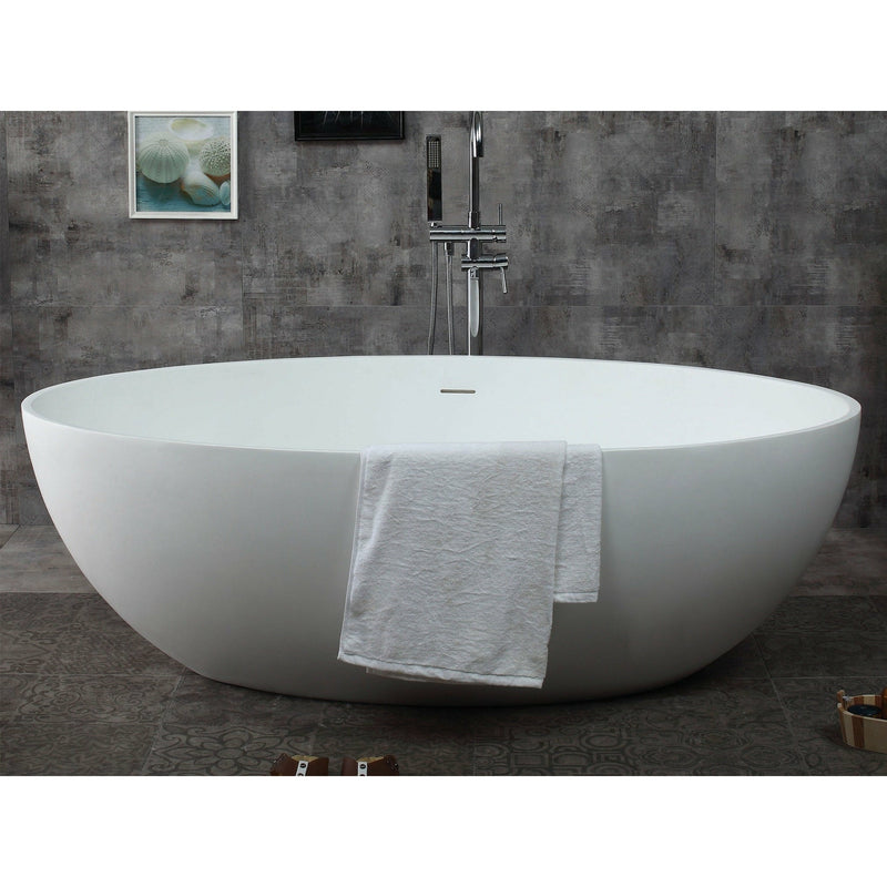 ALFI 67" White Oval Freestanding Resin Bathtub - AB9941