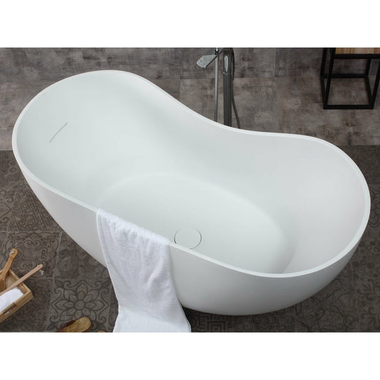 ALFI 66" White Solid Surface Freestanding Resin Soaking Bathtub - AB9949