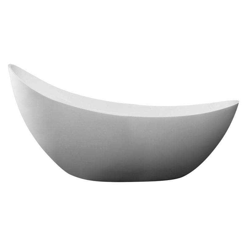 ALFI 73" White Solid Surface Smooth Resin Freestanding Slipper Soaking Bathtub - AB9951