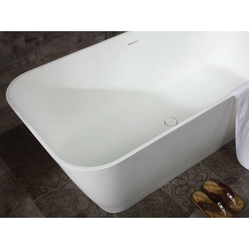 ALFI 67" Rectangular White Solid Surface Freestanding Smooth Resin Soaking Bathtub AB9952