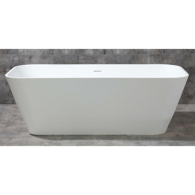 ALFI 67" Rectangular White Solid Surface Freestanding Smooth Resin Soaking Bathtub AB9952