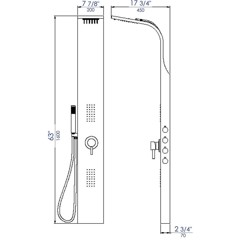 ALFI Stainless Steel Shower Panel with 2 Body Sprays - ABSP30