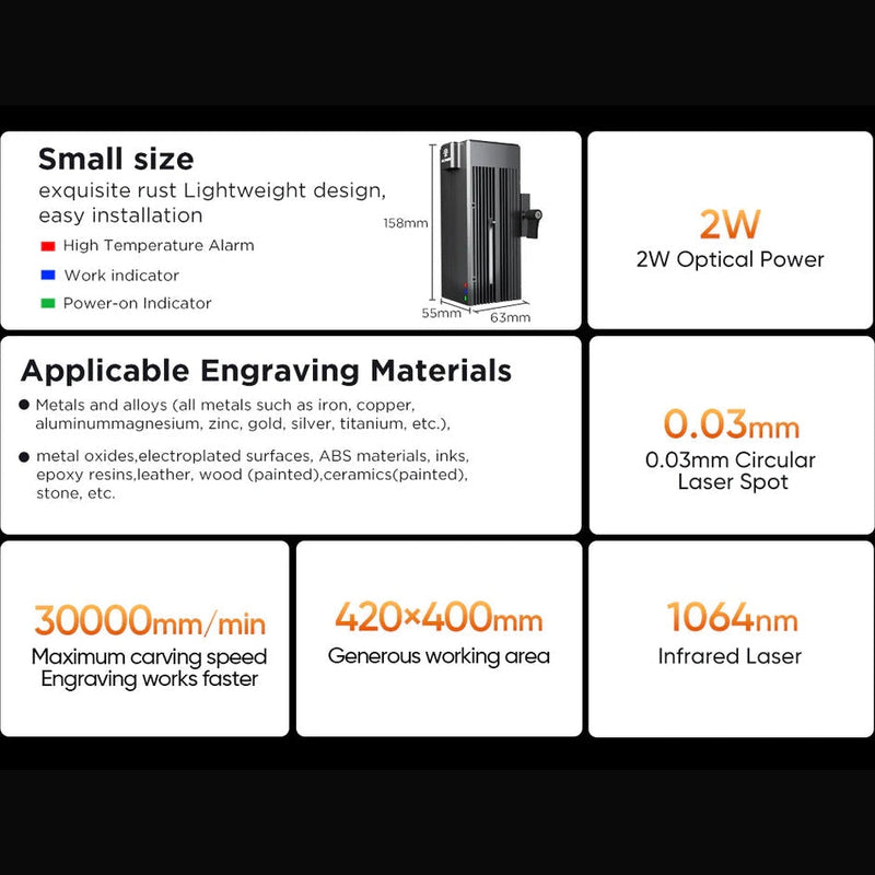 Acmer P2 Ir 2w Fiber Laser Engraver